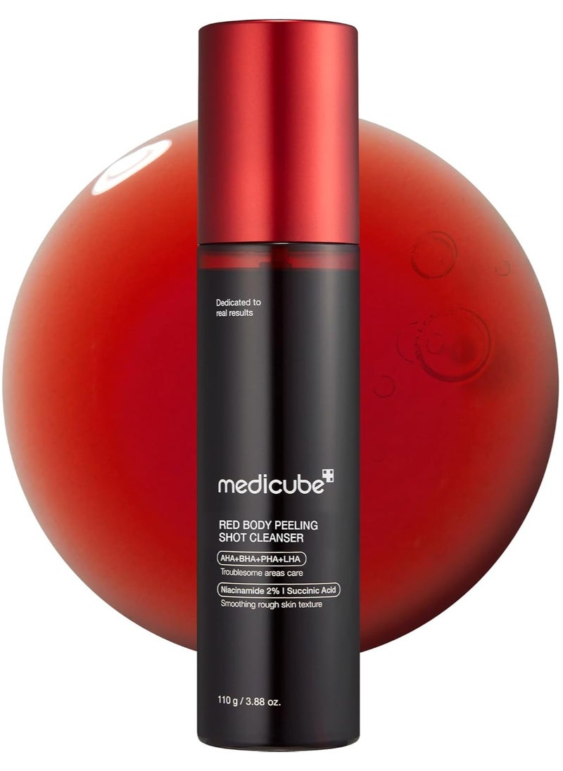 Medicube Red Body Peeling Shot – Exfoliating Spray Cleanser for Strawberry Skin with AHA, BHA & Succinic Acid (3.88 oz)  - Image 1