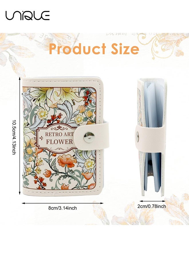 Unique Credit Card Holder for Women - 20 Slots - Anti-Demagnetization Wallet with Front Pocket, Mini PU Leather Wallets, Credit Card Organiser, Flower Design - Image 2