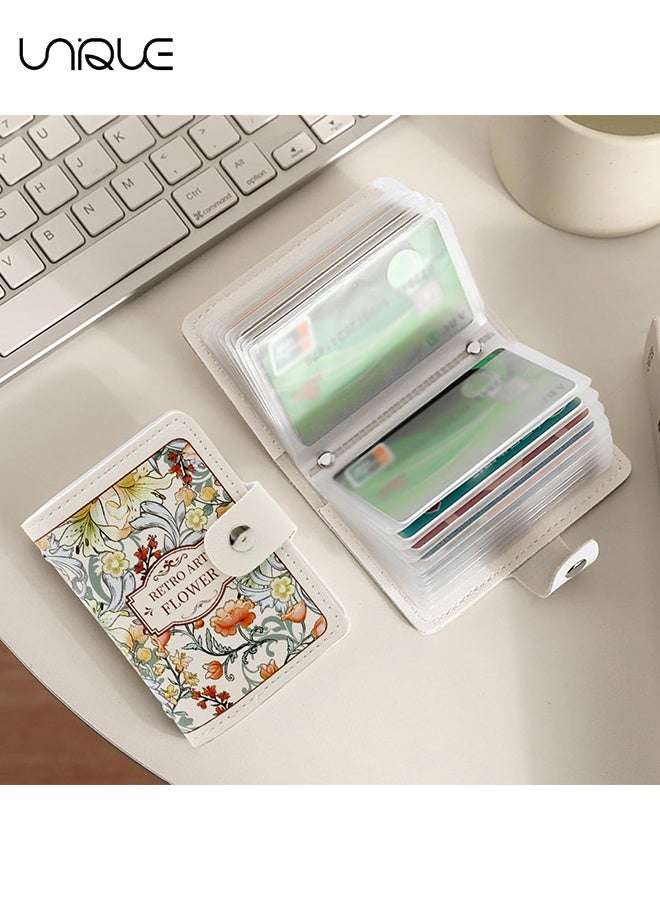Unique Credit Card Holder for Women - 20 Slots - Anti-Demagnetization Wallet with Front Pocket, Mini PU Leather Wallets, Credit Card Organiser, Flower Design - Image 5