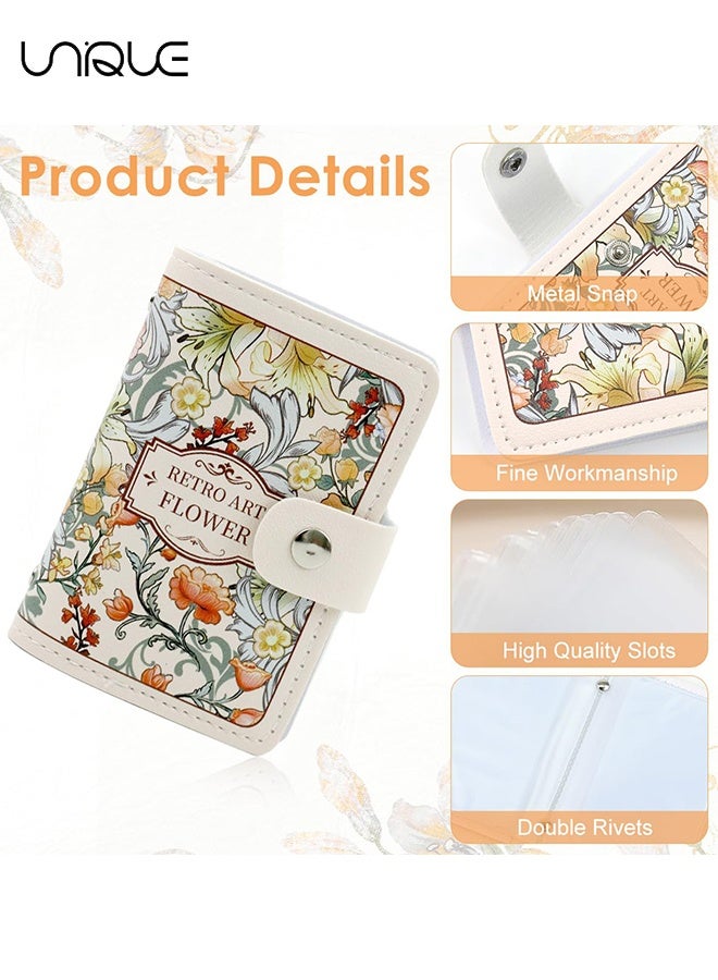 Unique Credit Card Holder for Women - 20 Slots - Anti-Demagnetization Wallet with Front Pocket, Mini PU Leather Wallets, Credit Card Organiser, Flower Design - Image 3