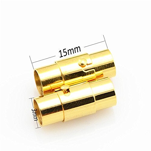 MOAMUN 20PCS Cord End Caps for Jewelry Making, Magnetic Clasps for Leather with Locking Leather Rope Necklace/Bracelet Buckle(Silver+Gold 3mm) - Image 5