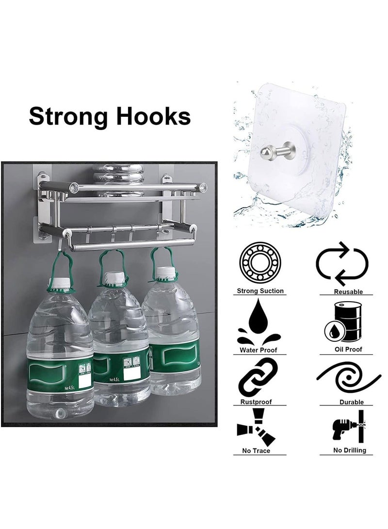 Adhesive Wall Hooks 50pcs Heavy Duty Wall Hooks Self Adhesive Hook Strong Nail Transparent Screw Holder Self-Sticking Wall Hooks for Bathroom Kitchen Wall Hanging Ceiling Screw Net Length 16mm - Image 2