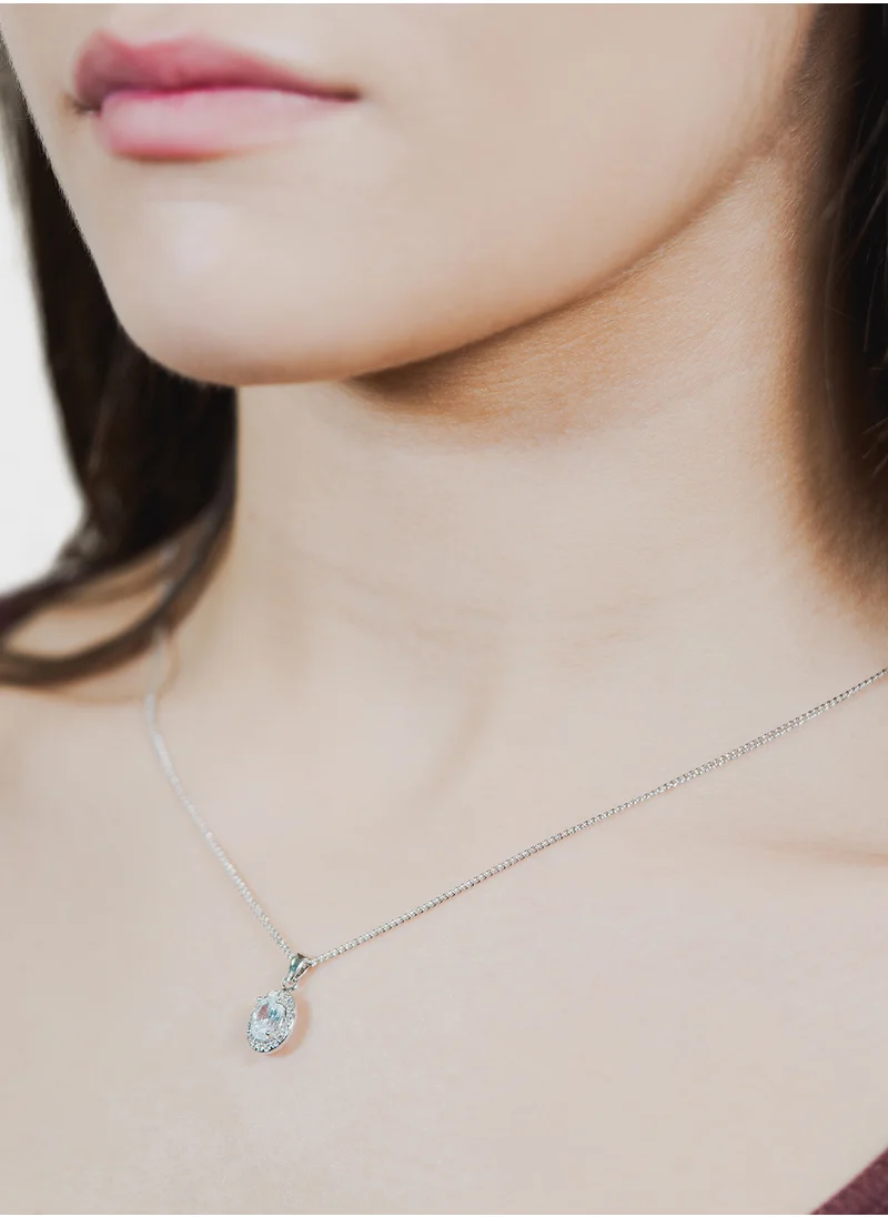 باكلي لندن Clear Oval Halo Pendant