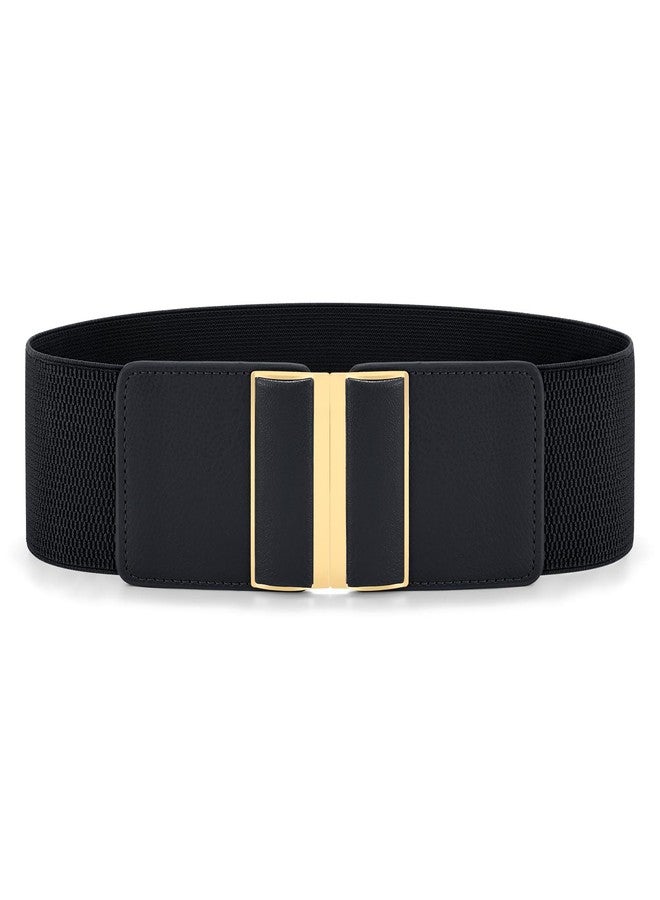 WHIPPY Women Wide Elastic Belt Stretchy Thick Belts for Women Dresses Ladies Fashion Waistband,Black,L - Image 1
