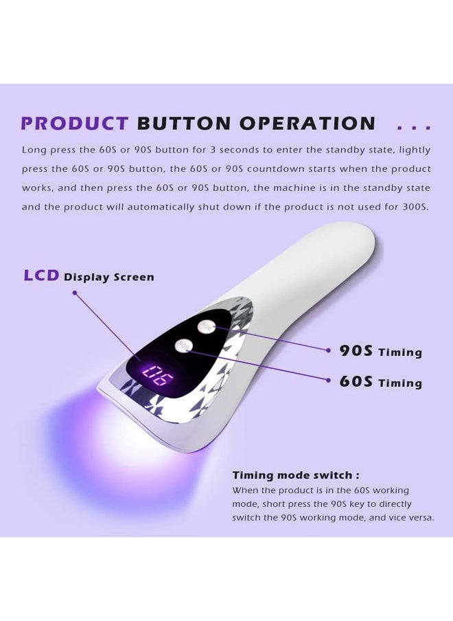 SMALLSHS - Handheld UV Light for Gel Nails, Portable Mini Nail Lamp LED Flash Nail Curing Polish Rechargeable Nail Dryer Resin Art Fast-Dry Machine 5V USB Home DIY - Image 1