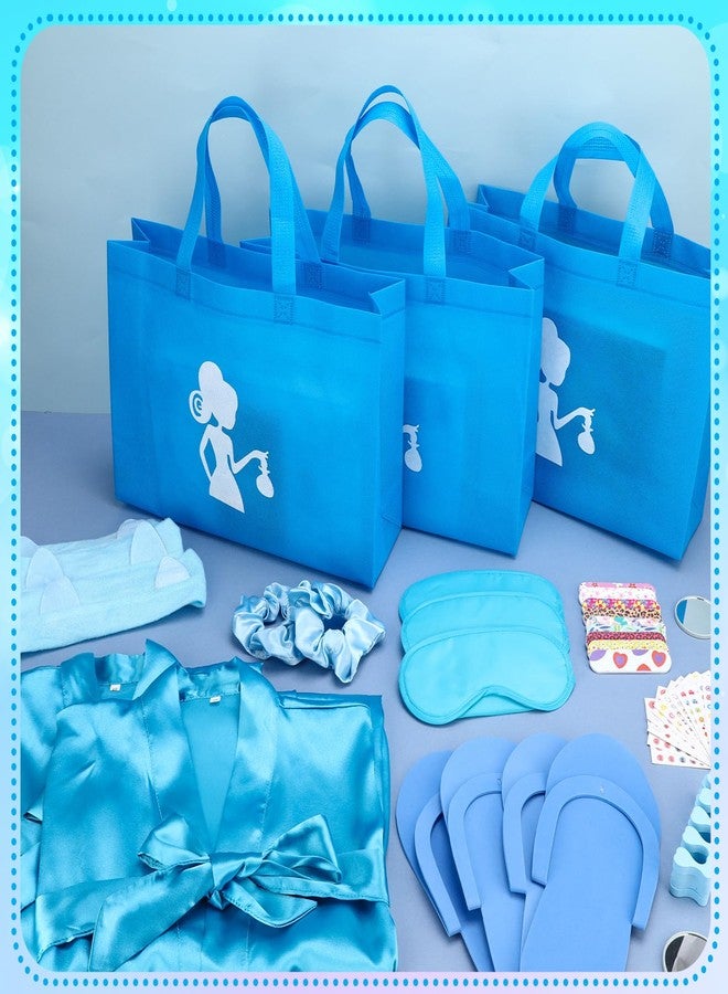 Hoemwarm 122 Pcs Blue Girls Spa Party Kit, 10-Pack Slumber Party Favors with Satin Robes, Tote Bags, and Nail Salon Accessories for Kids Spa Birthday, Halloween, Home Party Supplies - Image 2