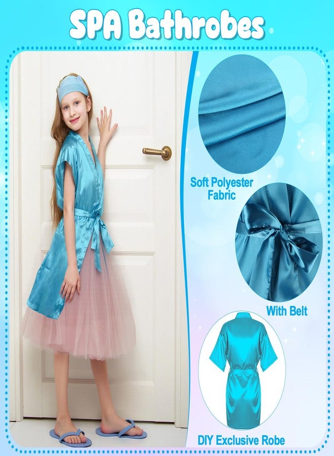 Hoemwarm 122 Pcs Blue Girls Spa Party Kit, 10-Pack Slumber Party Favors with Satin Robes, Tote Bags, and Nail Salon Accessories for Kids Spa Birthday, Halloween, Home Party Supplies - Image 3