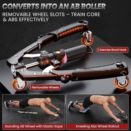 WAKISA Twister Arm Trainer, 3 in 1 Hydraulic Power Chest Workout Equipment with Ab Roller Wheels and Hooks, Adjustable 22-440lbs Arm Trainer for Men Women, Home Gym Equipment for Full Body Strength Training - Image 4