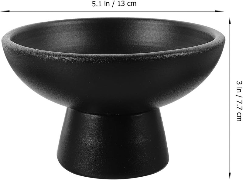 Yardwe وعاء فواكه ياردوي سيراميك 5 إنش وعاء مزخرف دائري للحلويات وعاء زخرفي لتزيين طاولة المطبخ وعاء تقديم فواكه أسود - Image 3
