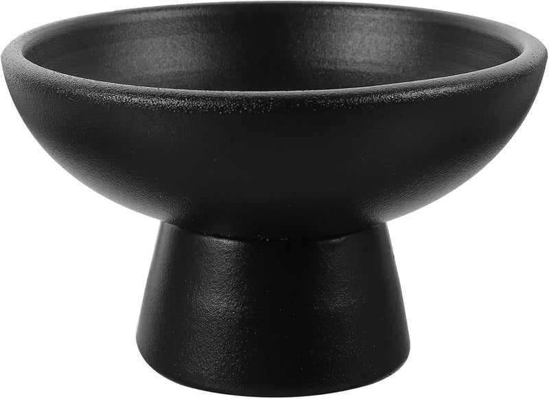 Yardwe وعاء فواكه ياردوي سيراميك 5 إنش وعاء مزخرف دائري للحلويات وعاء زخرفي لتزيين طاولة المطبخ وعاء تقديم فواكه أسود - Image 1