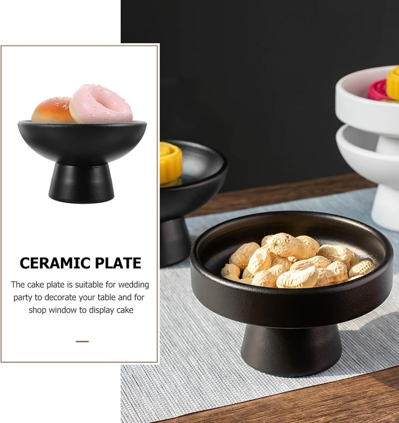 Yardwe وعاء فواكه ياردوي سيراميك 5 إنش وعاء مزخرف دائري للحلويات وعاء زخرفي لتزيين طاولة المطبخ وعاء تقديم فواكه أسود - Image 5