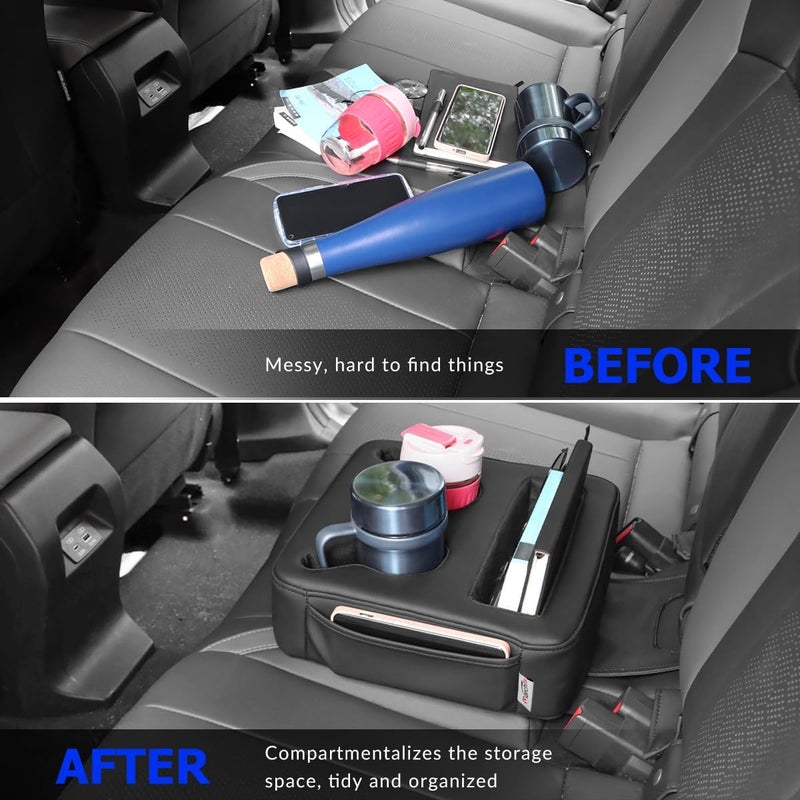 MARCHFA Car Seat Organizer - Black Universal Car Backseat Accessories with 2 Cup Holders - Image 2