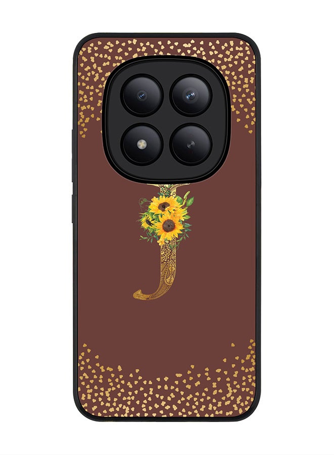 Stylizedd For Xiaomi Redmi Note 15 Pro+ / Poco M8 Pro Case,Slim fit Camera Protection, Shockproof Thin Phone cover  - Custom Floral Monogram - J  (Brown ) - Image 1