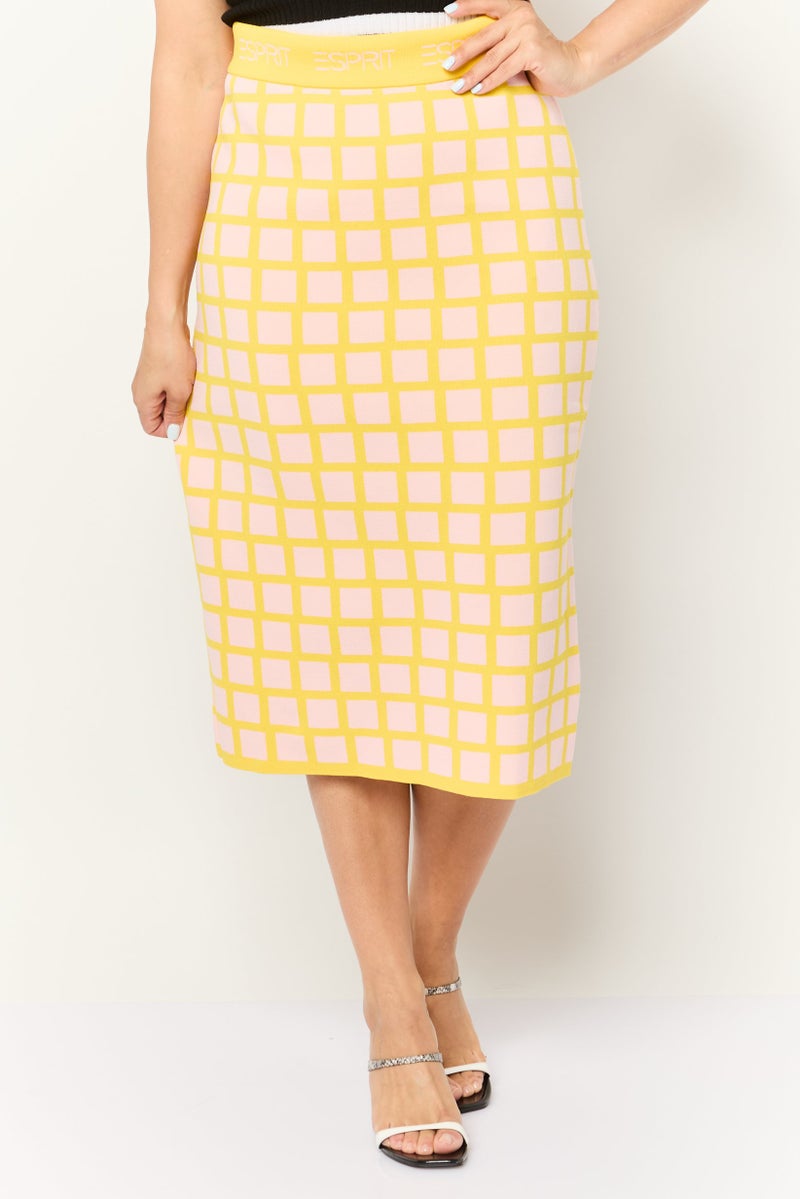 ESPRIT Women Grid Pattern Midi Skirt, Multicolor - Image 1