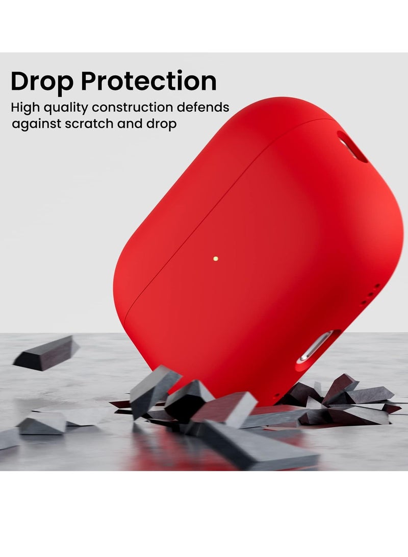 Compatible with AirPods Pro 2 Case 2022, Full Protective Hybrid Silicone for AirPods Pro 2nd Generation Case, Front LED Visible Skin Cover-Red  - Image 5