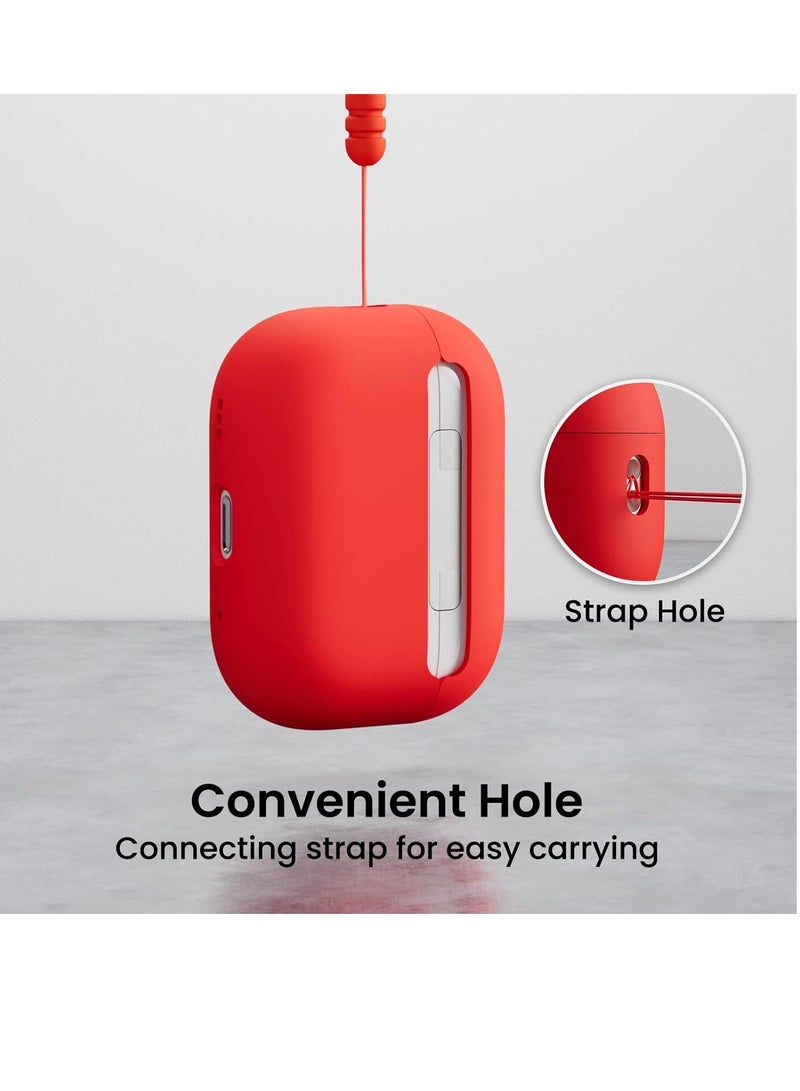 Compatible with AirPods Pro 2 Case 2022, Full Protective Hybrid Silicone for AirPods Pro 2nd Generation Case, Front LED Visible Skin Cover-Red  - Image 4