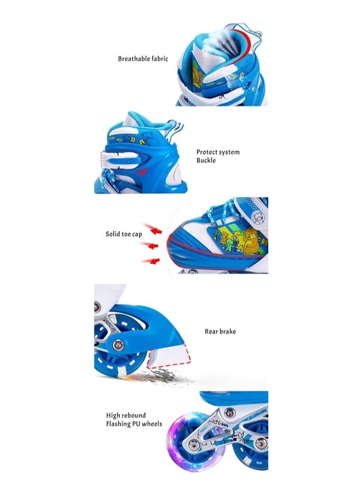 SportQ - SportQ Adjustable Comfortable Skateboard Set with LED Front Wheel and Single Row Wheels Adjustable to 4 Wheels, Skate Shoes for Beginners, Kids and Teens - Image 1