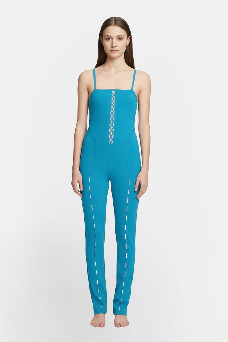 Bershka Women Eyelet Bodies, Light Blue - Image 1