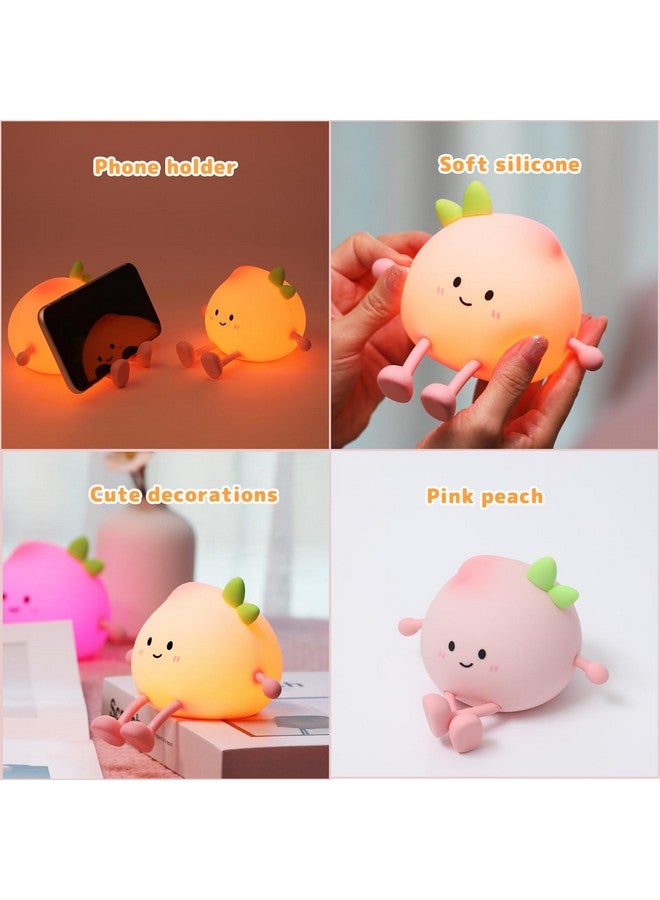 AVEKI Night Light for Kids, Cute Peach Soft Silicone Nursery Light with 7 Colors & 3 Levels Adjustable Warm Light, Rechargeable Touch Control Pat Light, Bedside Baby Night Light Gift for Kids (Multicolour) - Image 4