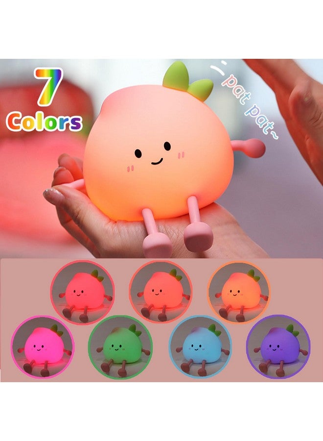 AVEKI Night Light for Kids, Cute Peach Soft Silicone Nursery Light with 7 Colors & 3 Levels Adjustable Warm Light, Rechargeable Touch Control Pat Light, Bedside Baby Night Light Gift for Kids (Multicolour) - Image 2