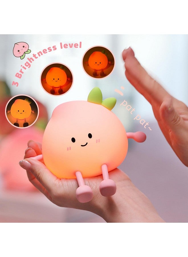 AVEKI Night Light for Kids, Cute Peach Soft Silicone Nursery Light with 7 Colors & 3 Levels Adjustable Warm Light, Rechargeable Touch Control Pat Light, Bedside Baby Night Light Gift for Kids (Multicolour) - Image 3
