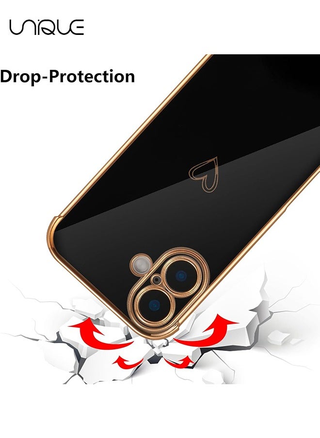 Unique Compatible with iPhone 16 Case，Love Heart Plating Electroplate Elegant Case Camera Protector Soft TPU Shockproof Protective Back Cover iPhone 16 Case - Black  - Image 2