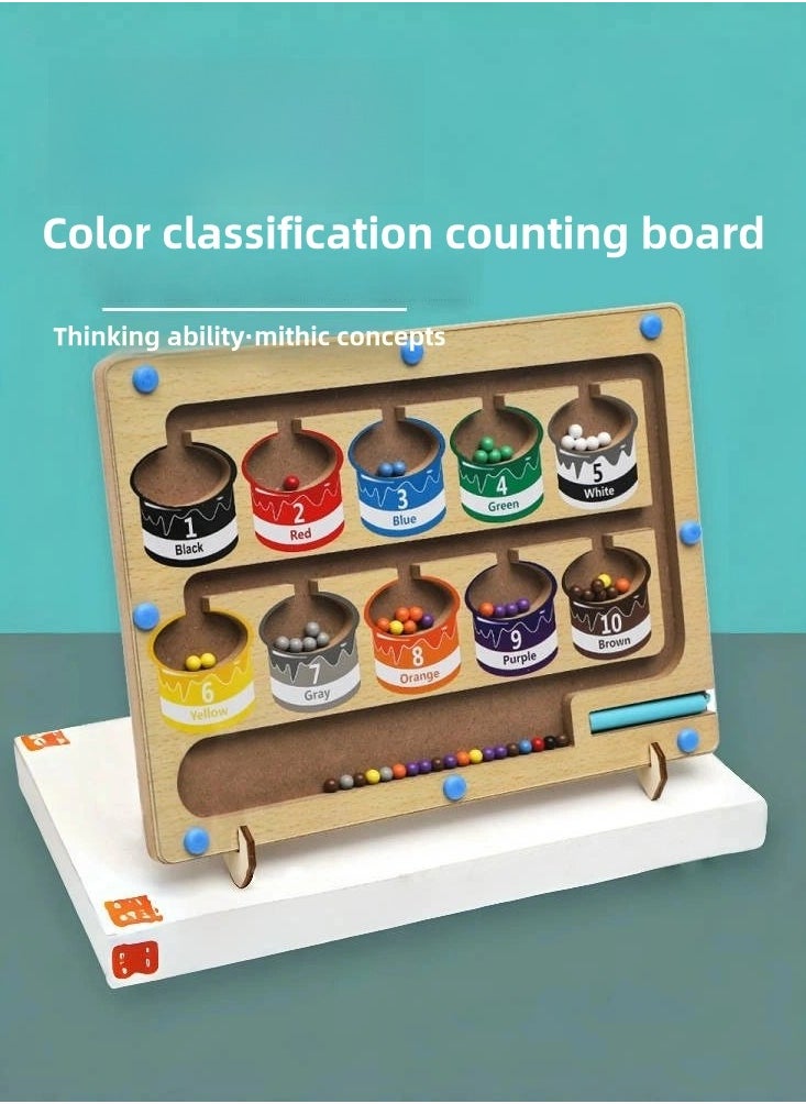 I LOVE KIDS - Magnetic Color and Number Maze Wooden Sorting and Counting Board Montessori Matching Toys Magnet Puzzle Game For Preschoolers Kids Boys Girls Ages 3+ - Image 1
