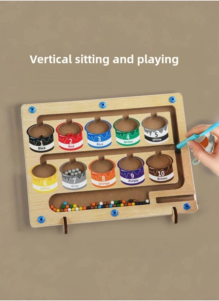 I LOVE KIDS - Magnetic Color and Number Maze Wooden Sorting and Counting Board Montessori Matching Toys Magnet Puzzle Game For Preschoolers Kids Boys Girls Ages 3+ - Image 1