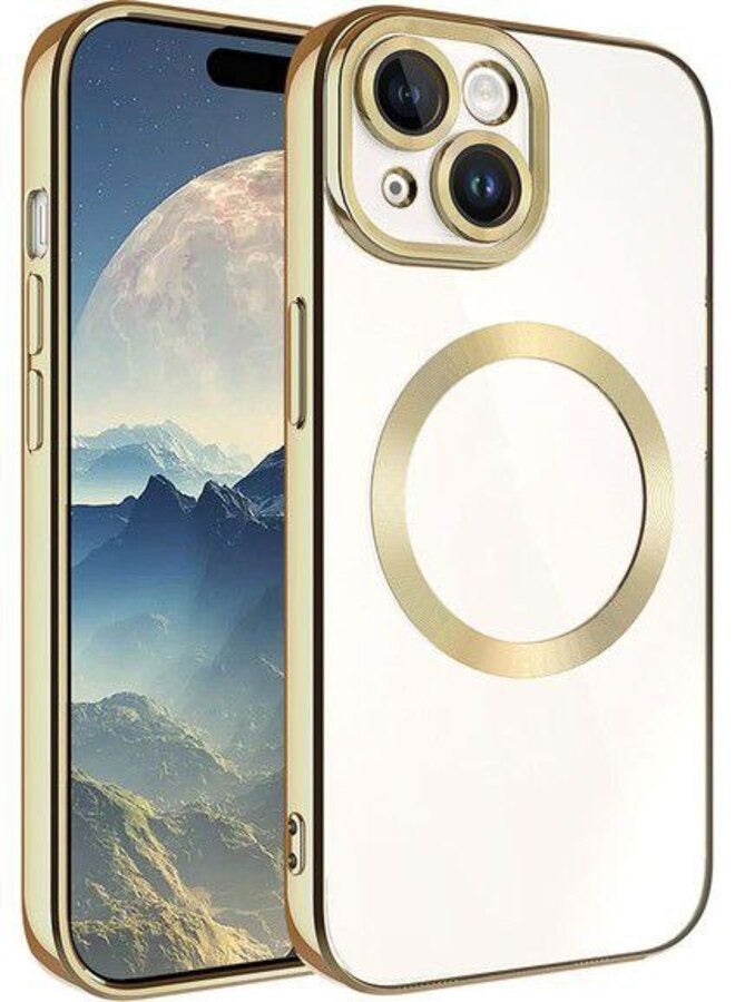 جراب شفاف جولد لهاتف آيفون 14 ماكس يدعم خاصية الماج سيف - Image 1