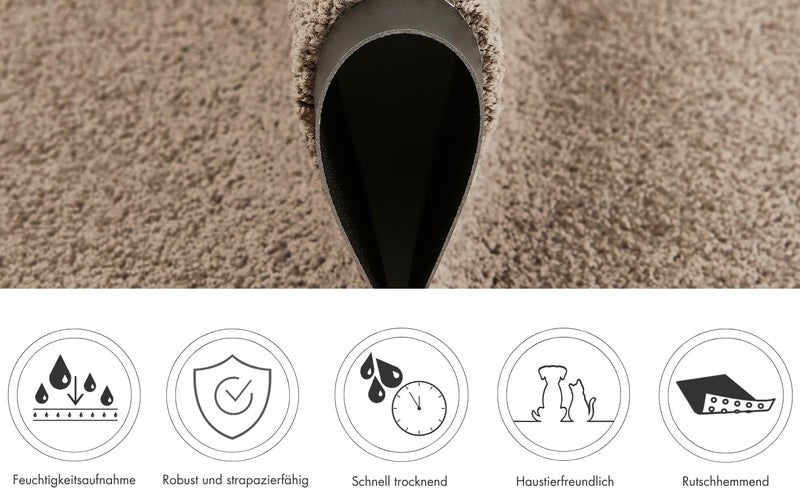 ANDIAMO Verdi Doormat - Dirt Trapper Mat for the House Entrance - Ideal as a Doormat Indoor or as a Doormat in Covered Outdoor Areas - Doormat for Front Door 80 x 120 cm Taupe - Image 4