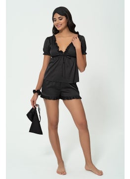 for you in&out 5-Piece Inside&Outside Frilly Black Pajama Set S27243  - Image 3