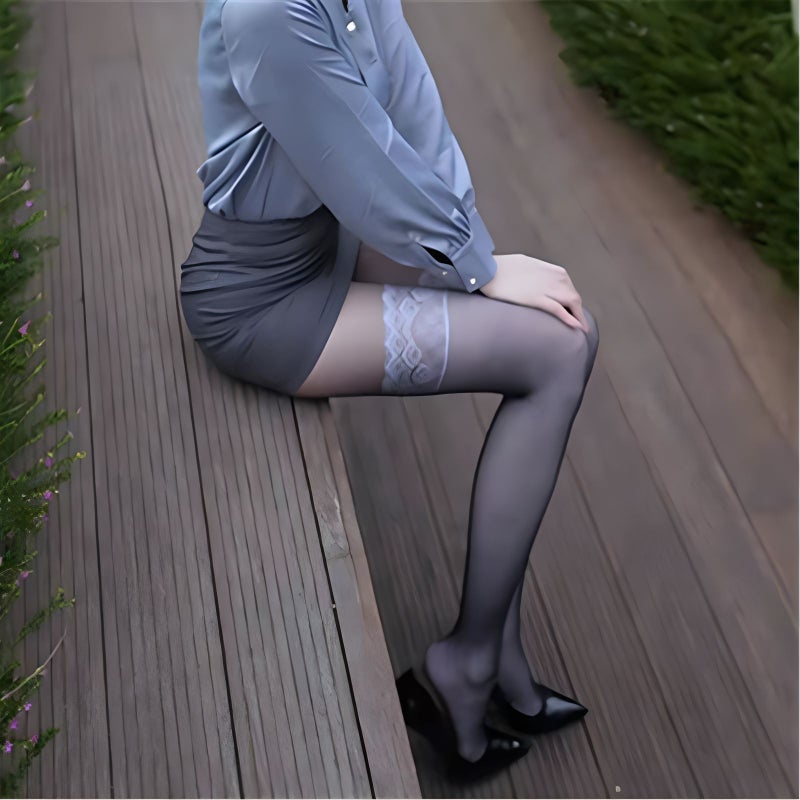 Summer Lace Slip-Resistant Thigh-High Stockings Outer brown - Image 3
