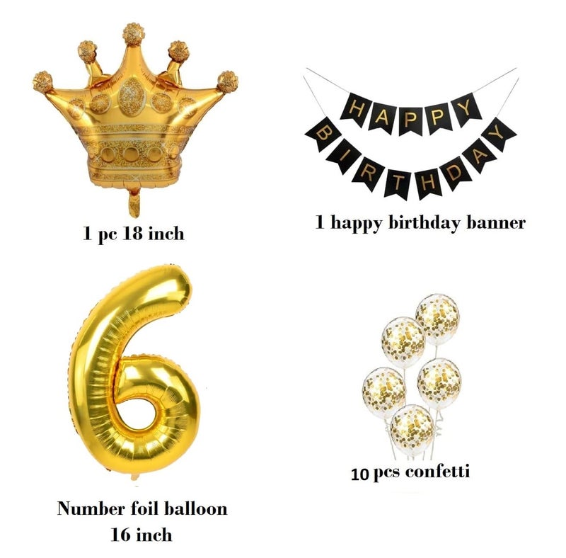 FI - FLICK IN 25 pcs 6th Birthday Decoration Girls Sixth Birthday Decorations Boys Sixth Bday Party 6 th Year Birth Day Decoration Items for Kids Party Supplies (Pack of 25, Gold) - Image 2