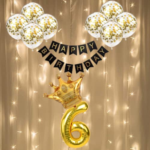 FI - FLICK IN 25 pcs 6th Birthday Decoration Girls Sixth Birthday Decorations Boys Sixth Bday Party 6 th Year Birth Day Decoration Items for Kids Party Supplies (Pack of 25, Gold) - Image 1