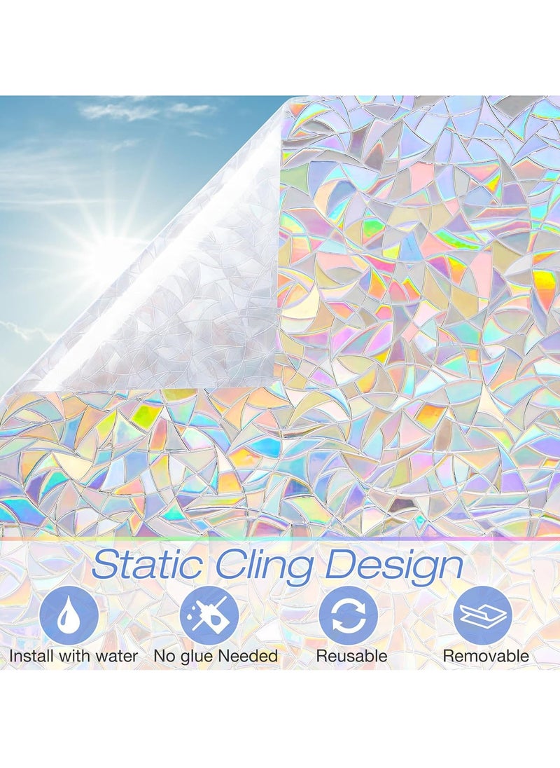 MIXDE - Window Privacy Film, 50x500cm 3D Window Clings Non Adhesive Window Tint for Home, UV Blocking Static Cling Window Sticker, Room, Home Decorative Window Stickers for Glass Privacy (A) - Image 1
