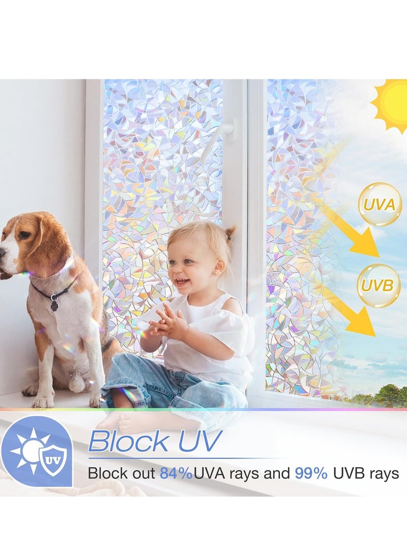 MIXDE - Window Privacy Film, 50x500cm 3D Window Clings Non Adhesive Window Tint for Home, UV Blocking Static Cling Window Sticker, Room, Home Decorative Window Stickers for Glass Privacy (A) - Image 1