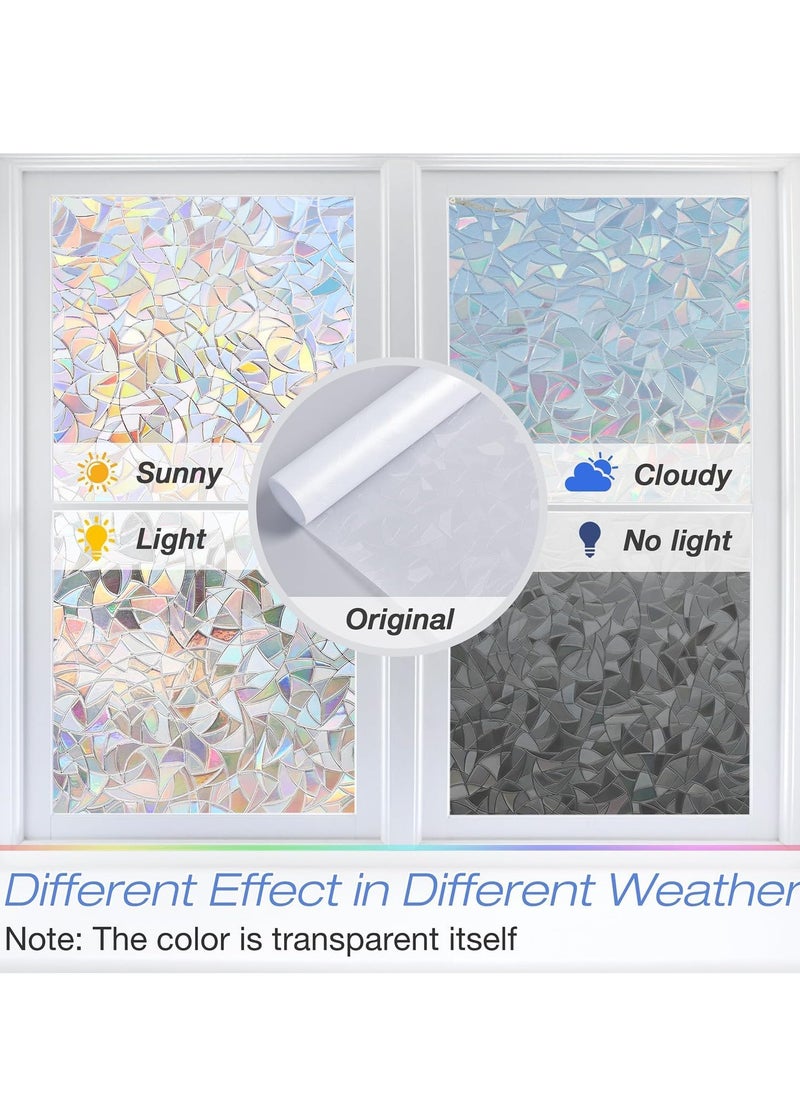 MIXDE - Window Privacy Film, 50x500cm 3D Window Clings Non Adhesive Window Tint for Home, UV Blocking Static Cling Window Sticker, Room, Home Decorative Window Stickers for Glass Privacy (A) - Image 1