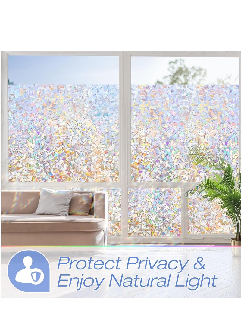 MIXDE - Window Privacy Film, 50x500cm 3D Window Clings Non Adhesive Window Tint for Home, UV Blocking Static Cling Window Sticker, Room, Home Decorative Window Stickers for Glass Privacy (A) - Image 1