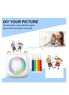 Generic Portable Mini Pocket Printer, Instant Sticker Maker with 7 Color Lamp for DIY Projects, Scrapbooking & Study  - Image 2