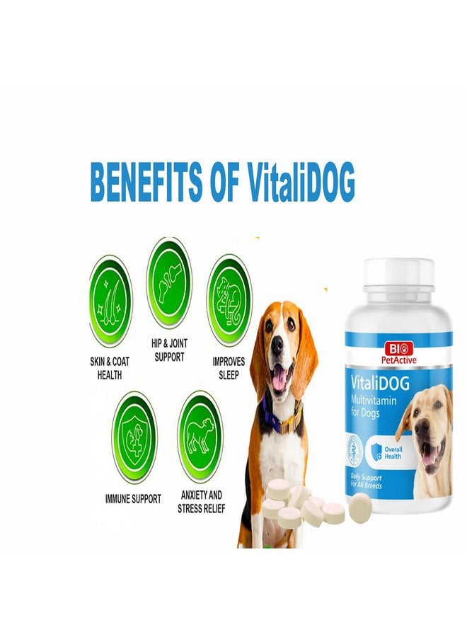 Bio Pet Active VitaliDOG Multivitamin for Dogs, Skin and Coat Supplement, Dog Prenatal Health Supplies, Vitamin A + E + B9 + B5 + H + Biotin + Amino Acids + Folic Acid for Dogs, 150 Chewable Tablets - Image 3