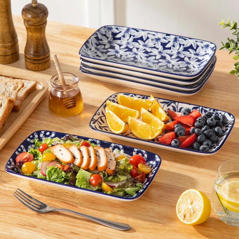 vancasso Selene Serving Platter, 9.5 in Serving Dishes Set of 6, Porcelain Rectangle Small Serving Plates, Dishwasher and Microwave Safe, Sushi Platters for Party - Image 5