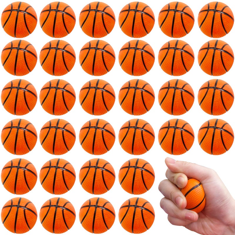 Xeehwb 32 PCS Basketball Stress BallsSmall Soft Foam Squeeze BasketballsSqueeze Anxiety Relief for Basketball Sports Game KidsBasketball Party Decoration16 inch - Image 2