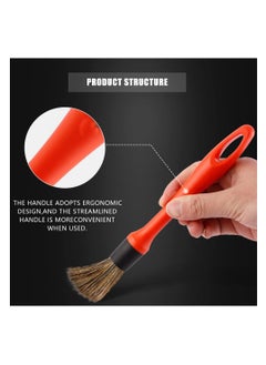SYOSI Car Detailing Brush Set, 5 Pack Soft Boar Hair Auto Detail Brush Kit No Scratch for Automotive Elegant Surface Interior Exterior Dashboard Emblems Panels Engine Bay Wheels Air Vent Seat Leather  - Image 4