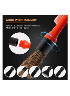 SYOSI Car Detailing Brush Set, 5 Pack Soft Boar Hair Auto Detail Brush Kit No Scratch for Automotive Elegant Surface Interior Exterior Dashboard Emblems Panels Engine Bay Wheels Air Vent Seat Leather  - Image 2