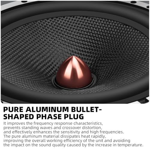 WDiYA Upgrade 6.5" Car Speakers 1000W Peak Power - High-Performance Carbon Fiber Cone Woofers, Bullet Head Design for Clear Bass & Stereo Sound, Door Audio System (2 Speakers) - Image 4