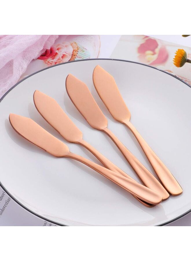 6PCS Stainless Steel Cheese Dessert Knives, Breakfast Butter Knife, Slicer Sandwich Spreader(ROSEGOLD) - Image 3
