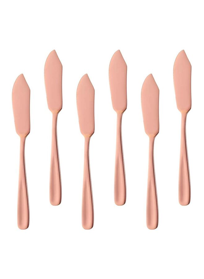 6PCS Stainless Steel Cheese Dessert Knives, Breakfast Butter Knife, Slicer Sandwich Spreader(ROSEGOLD) - Image 1