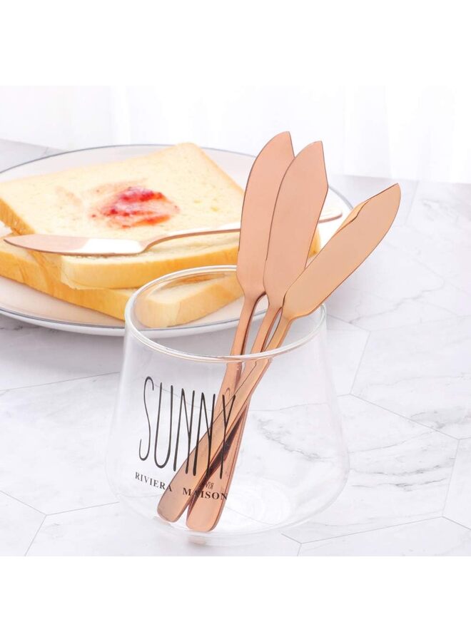 6PCS Stainless Steel Cheese Dessert Knives, Breakfast Butter Knife, Slicer Sandwich Spreader(ROSEGOLD) - Image 5