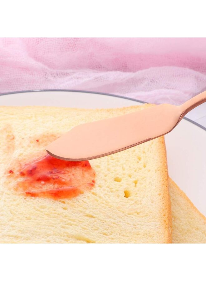 6PCS Stainless Steel Cheese Dessert Knives, Breakfast Butter Knife, Slicer Sandwich Spreader(ROSEGOLD) - Image 4