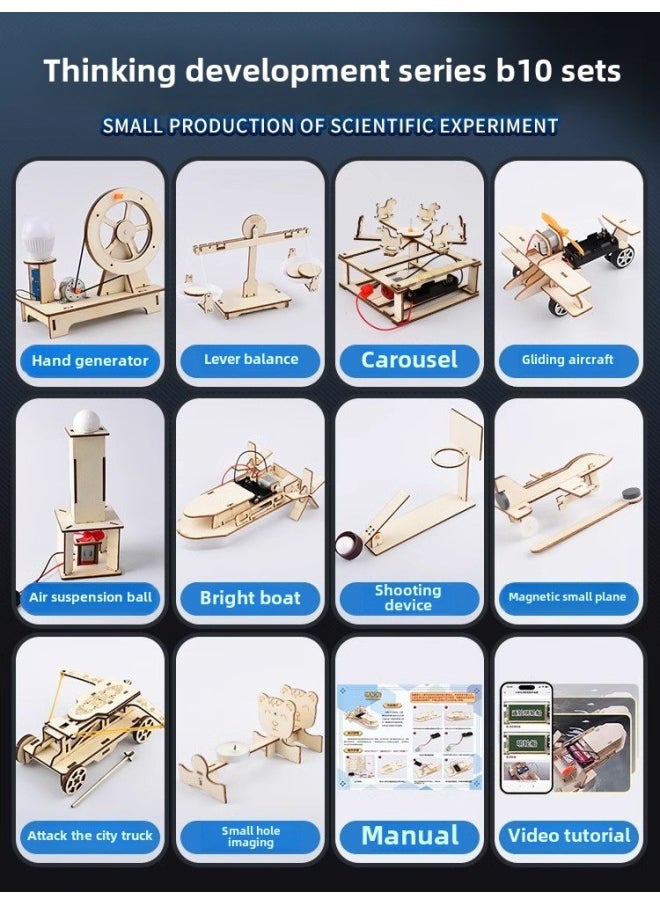Generic - Science Small Experiment Suit Science And Technology Production Invention Diy Homemade Materials Primary School Students' Puzzle Science And Education Manual-Specifications:Thinking Development Series B 10 Sets - Image 1